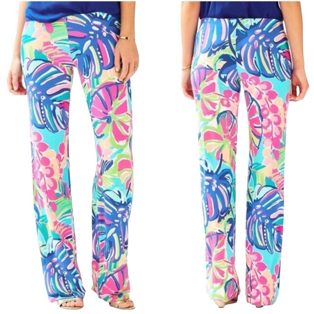 Lilly Pulitzer Georgia May Palazzo Pants Exotic Garden Leaf Print Size XS